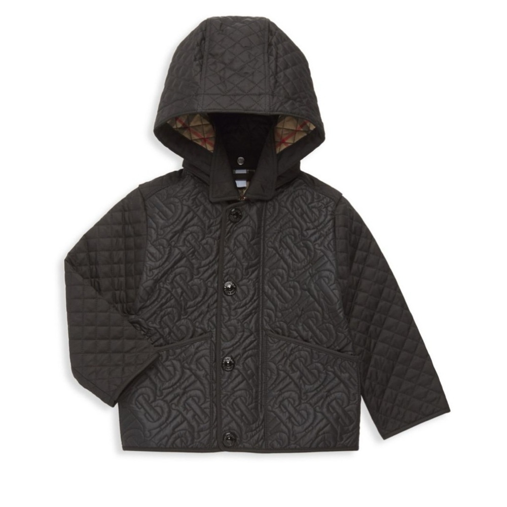 Baby Burberry Black Quilted Puffer Jacket with Hood
